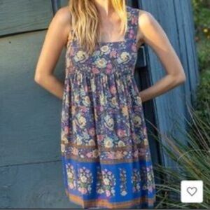 Natural Life Tricia Boho Floral Babydoll Mini Dress XS